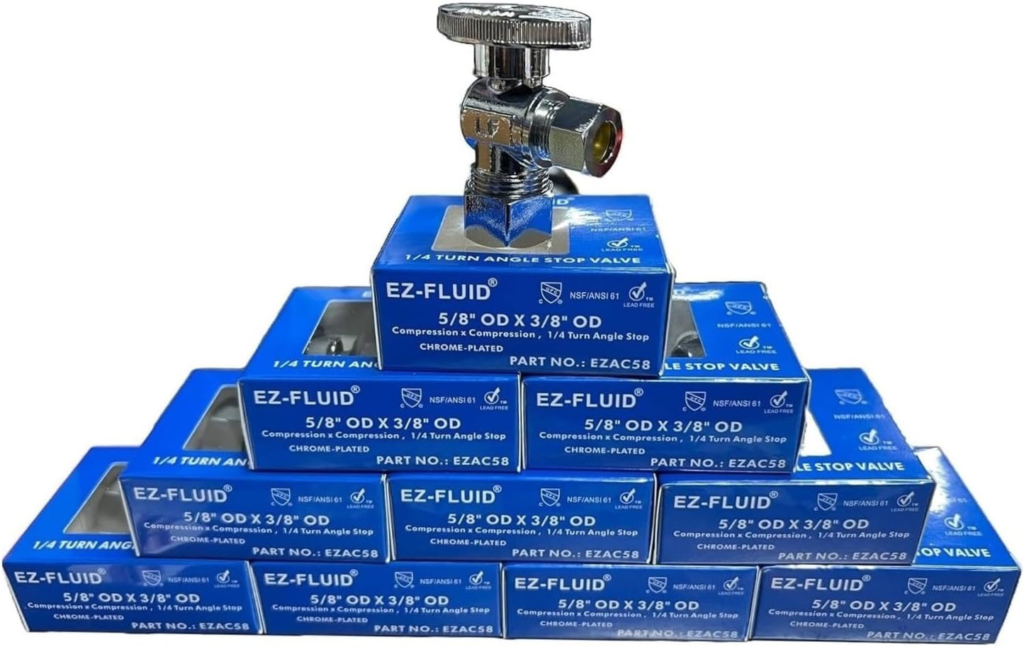 10Pcs  Heavy Duty 1/2" Angle Stop Valve,1/2" Nom. (5/8"OD) Compression X 3/8"OD Outlet Water Shut off Valves,1/4 Turnmetal Handle Angle Valve for Water Pipes,For Sink,Toilet,Faucet Valve