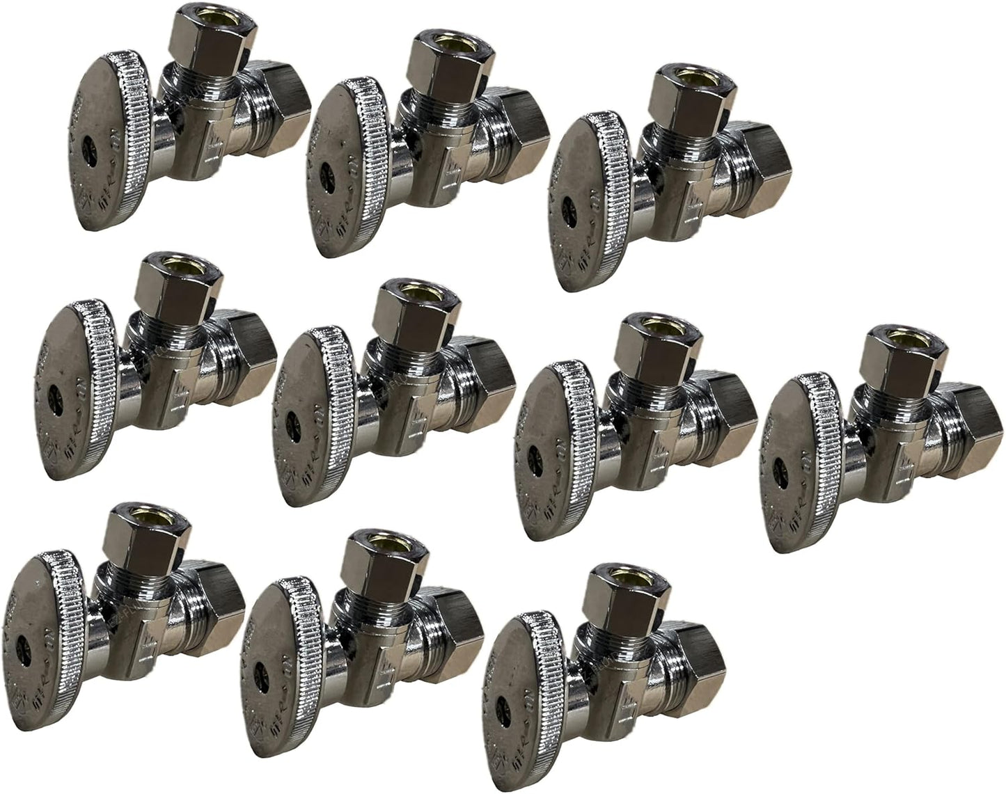 10Pcs  Heavy Duty 1/2" Angle Stop Valve,1/2" Nom. (5/8"OD) Compression X 3/8"OD Outlet Water Shut off Valves,1/4 Turnmetal Handle Angle Valve for Water Pipes,For Sink,Toilet,Faucet Valve