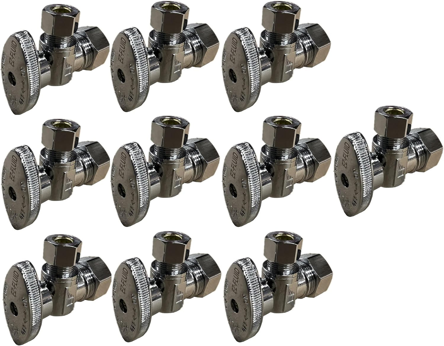 10Pcs  Heavy Duty 1/2" Angle Stop Valve,1/2" Nom. (5/8"OD) Compression X 3/8"OD Outlet Water Shut off Valves,1/4 Turnmetal Handle Angle Valve for Water Pipes,For Sink,Toilet,Faucet Valve
